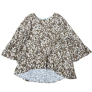 La Roque One Size Fits All Tunic Animal Print Bell Sleeve Silk Blend Top Loose